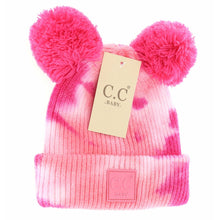 Load image into Gallery viewer, BABY Tie Dye Double Fur Pom C.C Beanie