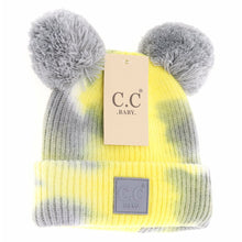 Load image into Gallery viewer, BABY Tie Dye Double Fur Pom C.C Beanie