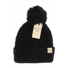 Load image into Gallery viewer, KIDS Bee Stitch Knit Pom C.C Beanie