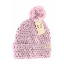 Load image into Gallery viewer, KIDS Bee Stitch Knit Pom C.C Beanie
