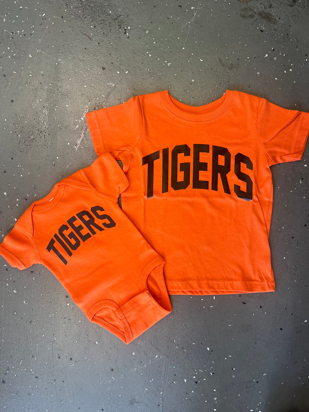 Orange Tigers Onesies and Toddler