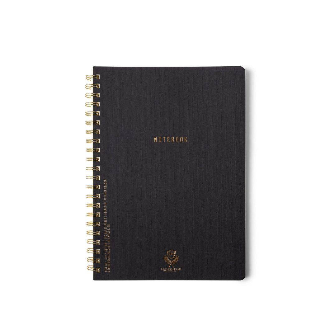 Textured Paper Twin Wire Notebook - Large Ebony