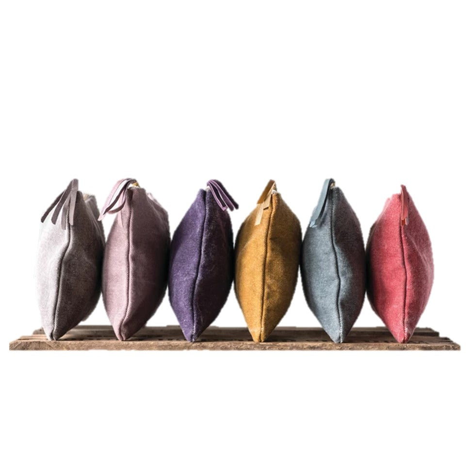 Stonewashed Zippered Pouch, Bag, Wallet, Clutch – Leather Tasseled Purse