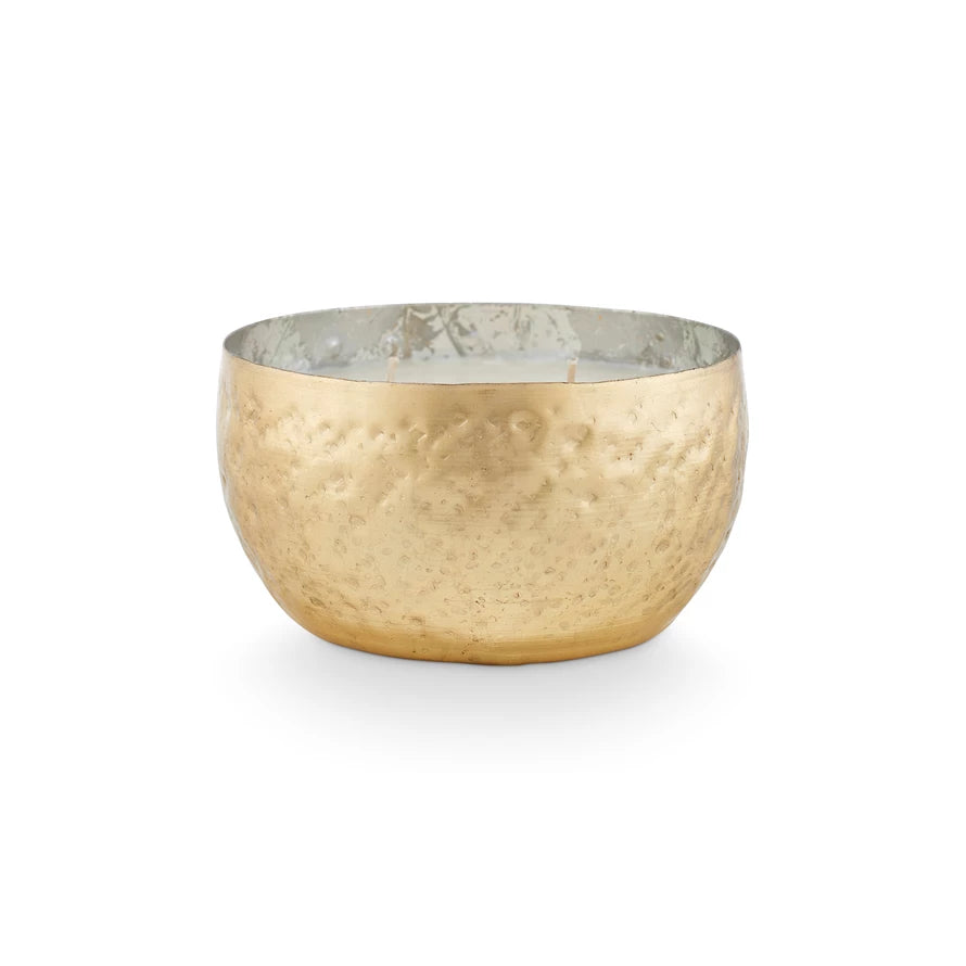 Winter White Large Iced Metal Candle