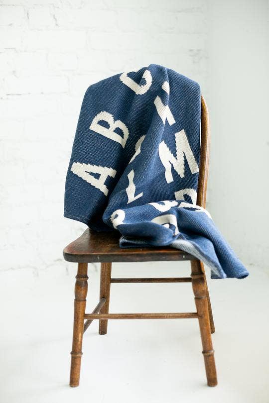 Modern Burlap - Made in the USA | ABC Throw Blanket | Slate