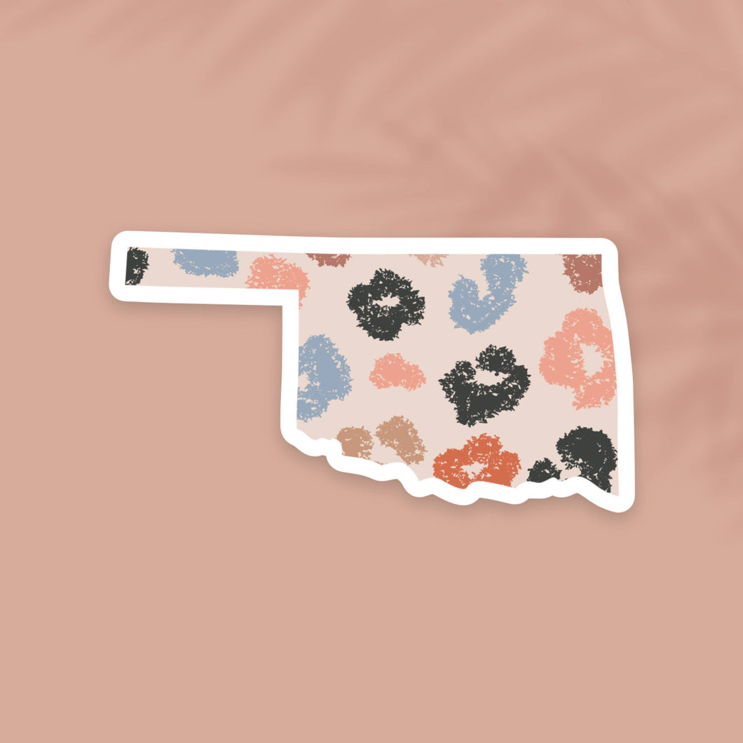 The State Stickers - Oklahoma Cheetah Print State Sticker