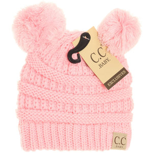 Baby Solid Double Pom CC Beanie