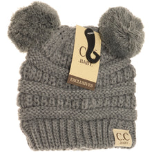 Load image into Gallery viewer, Baby Solid Double Pom CC Beanie
