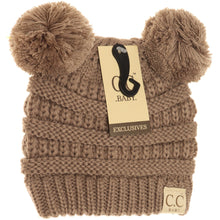 Load image into Gallery viewer, Baby Solid Double Pom CC Beanie
