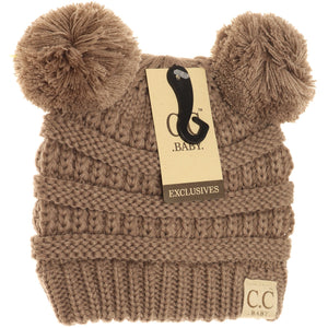 Baby Solid Double Pom CC Beanie