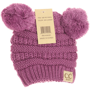 Baby Solid Double Pom CC Beanie