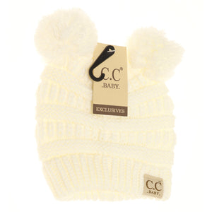 Baby Solid Double Pom CC Beanie