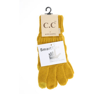 Kids Solid Cable Knit Gloves