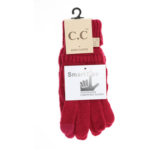 Kids Solid Cable Knit Gloves