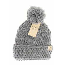 Load image into Gallery viewer, KIDS Bee Stitch Knit Pom C.C Beanie
