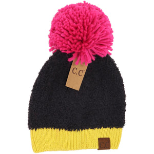 Color Block Knitted Sherpa Pom Beanie