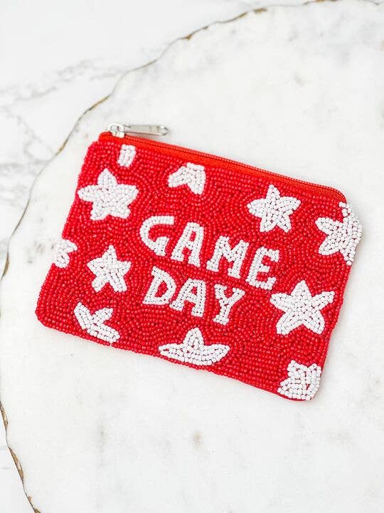Prep Obsessed Wholesale - Star 'Game Day' Beaded Zip Pouches