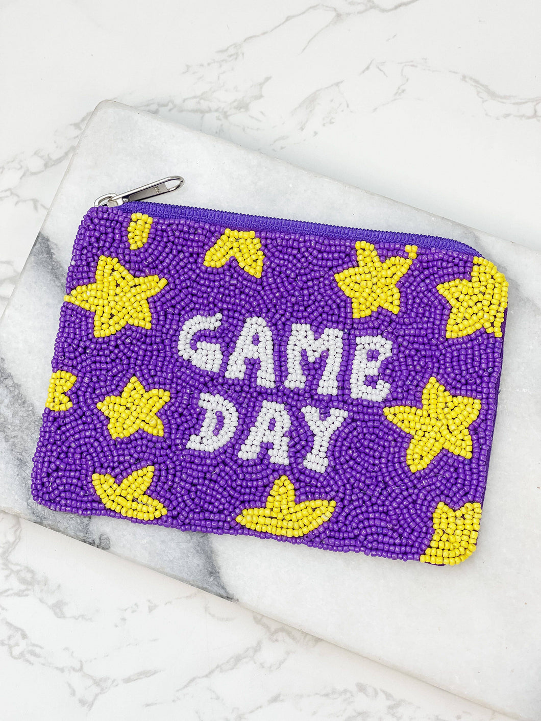 Prep Obsessed Wholesale - Star 'Game Day' Beaded Zip Pouches
