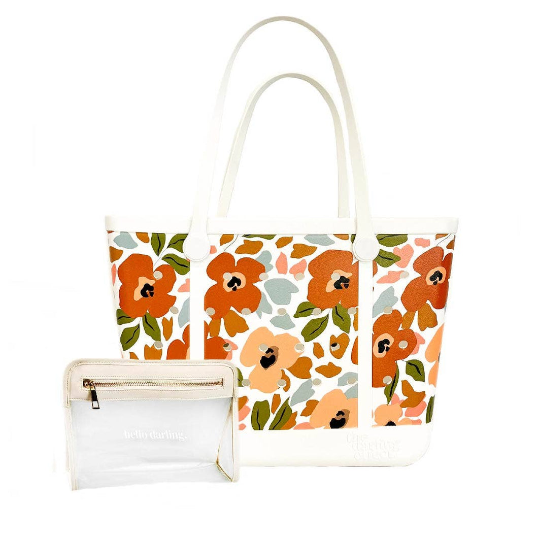 The Darling Effect - Carry-It-All Tote Bag-Rubber Beach Bag- Everlasting Blooms