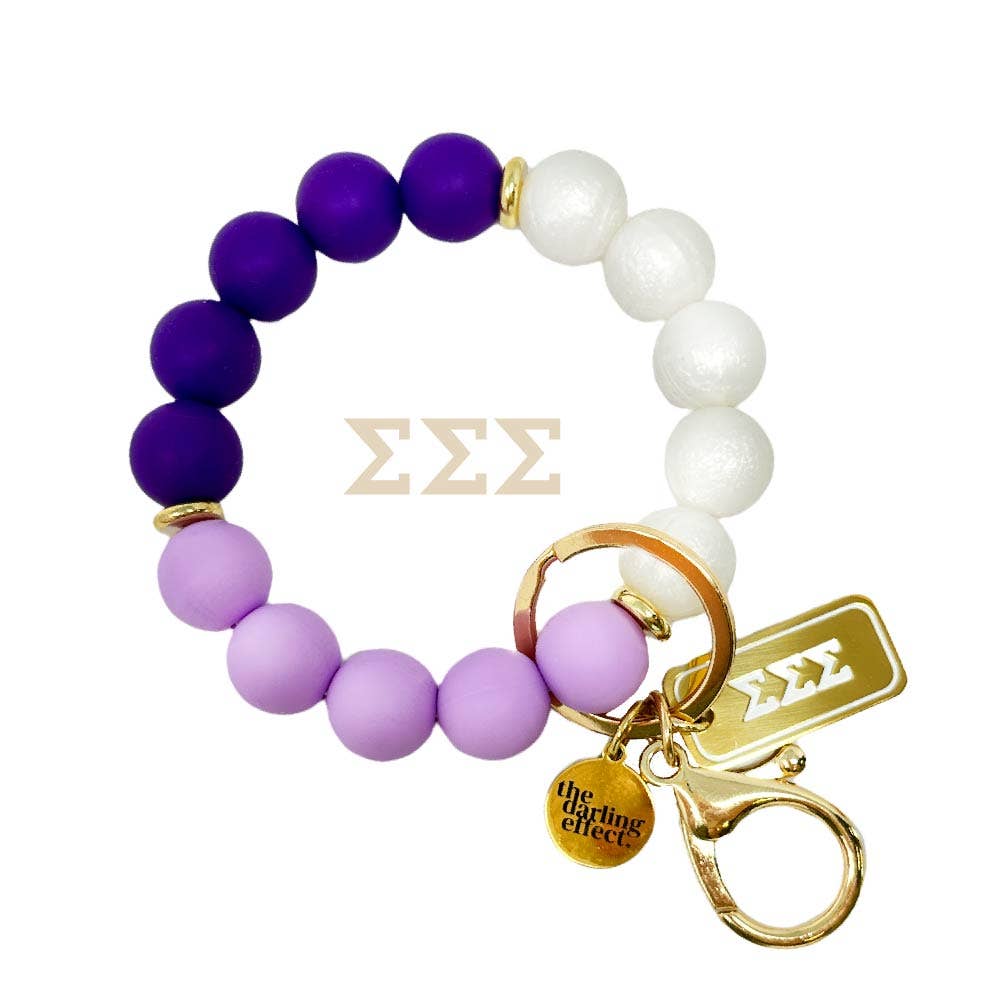 Sigma Sigma Sigma- GREEK Hands-Free Beaded Keychain Wristlet