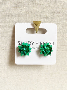 Green Bow Holiday Stud