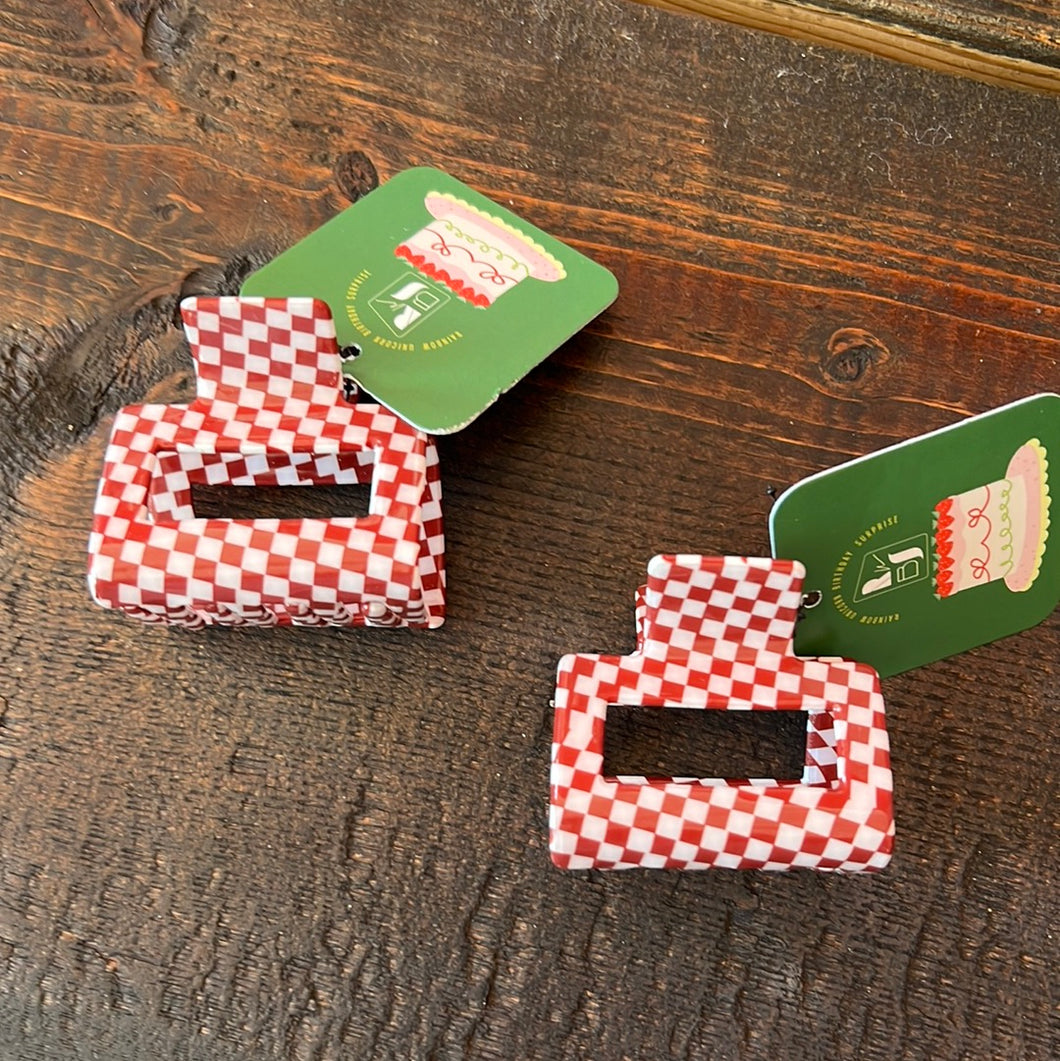 Hair Claw-Red Check
