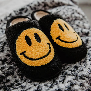 Smiley Face Slippers (Black)