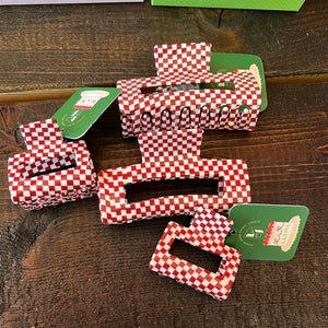 Hair Claw-Red Check