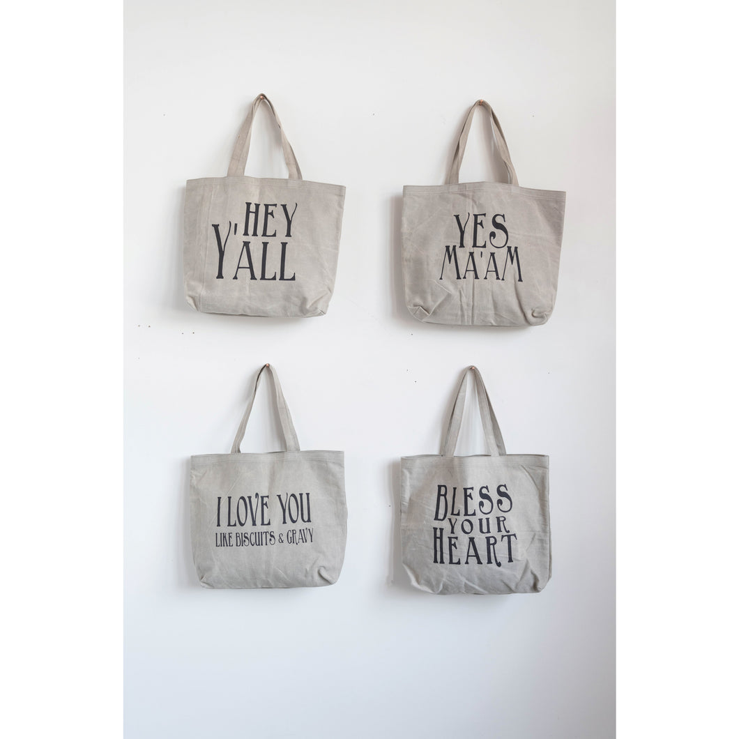 Tote Bag with Saying and Handles, 4 Styles