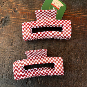 Hair Claw-Red Check