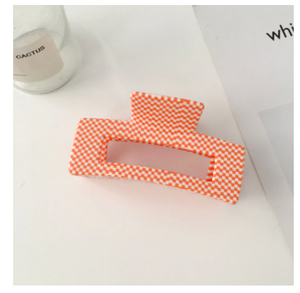 Hair Claw - ORANGE CHECK
