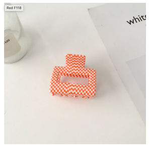 Hair Claw - ORANGE CHECK
