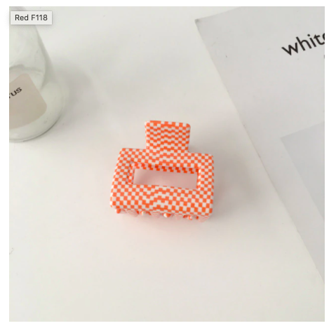 Hair Claw - ORANGE CHECK