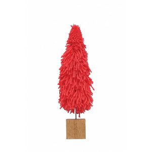 3" Round x 11-3/4"H Fabric Yarn Tree with Wood Block Base, Hot Pink