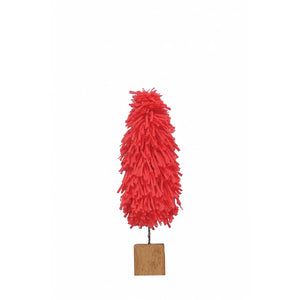 2-3/4" Round x 9-1/2"H Fabric Yarn Tree with Wood Block Base, Hot Pink