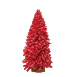 2-1/4" Round x 5-3/4"H Fabric Yarn Tree with Wood Base, Hot Pink