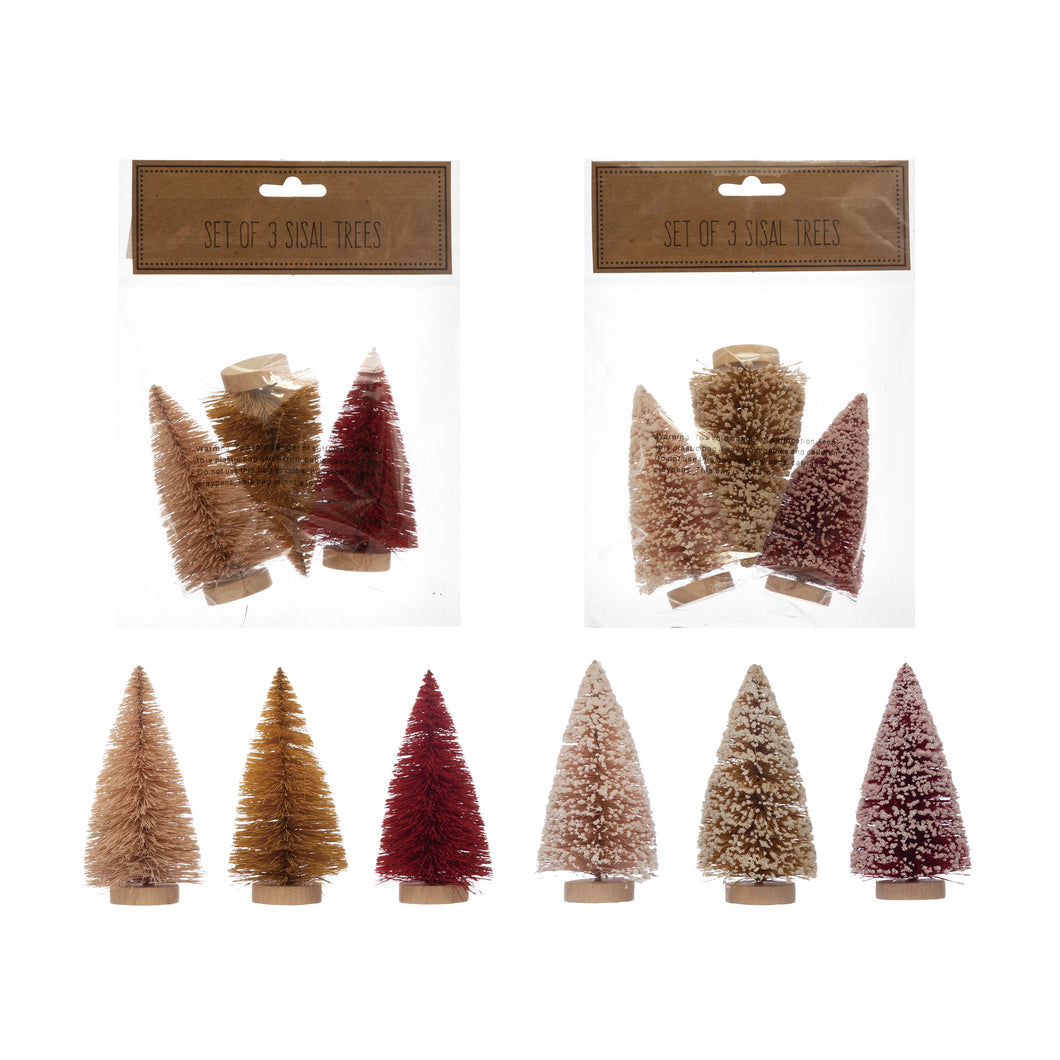 Sisal Bottle Brush Trees in Bag, Set of 3